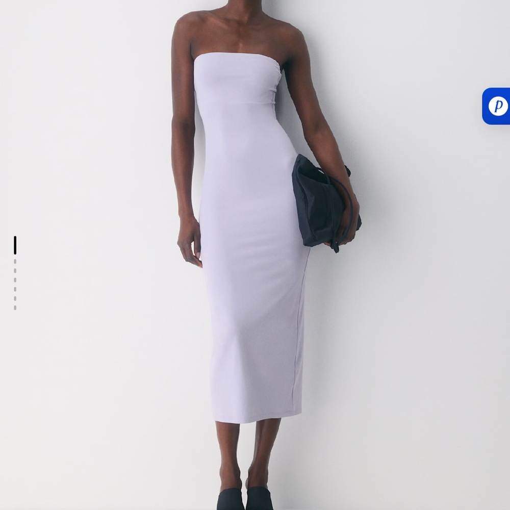 Aritzia Strapless Midi Dress in Light Lavender